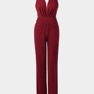 WW | Tiefer V-Ausschnitt Ärmelloser Breiter Bein Jumpsuit