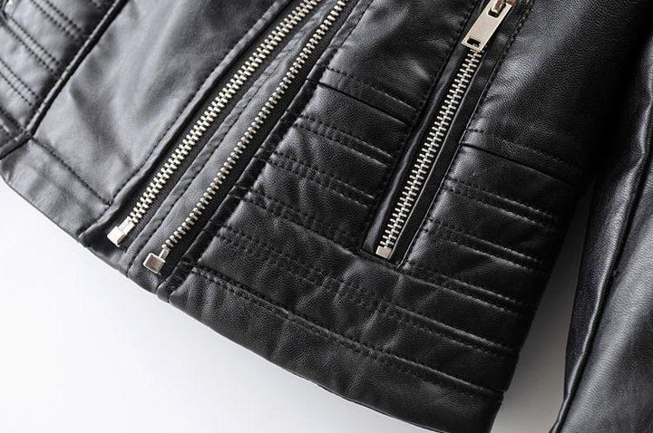 W&W Mode - Revers Reißverschluss Slim Fit Lederjacke