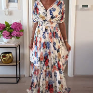 WW | Schöne Elegante Plissierte Kleid mit Blumenmuster