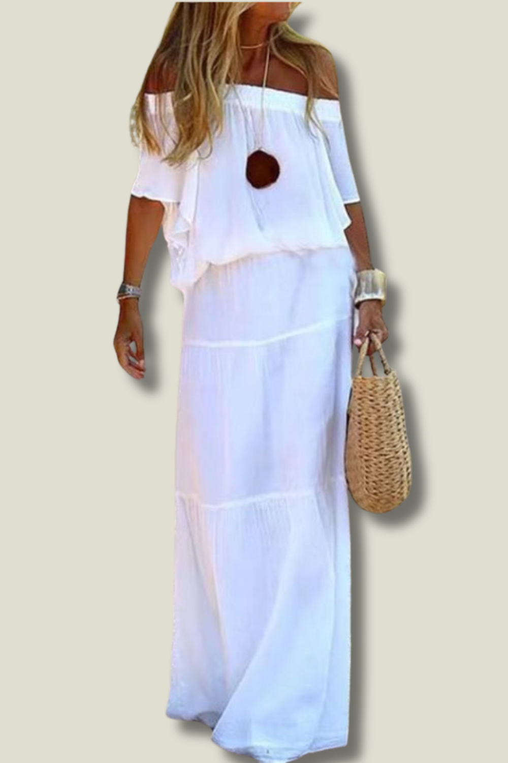 W&W Mode | Bohemian Maxikleid mit offenem Schulter für Damen