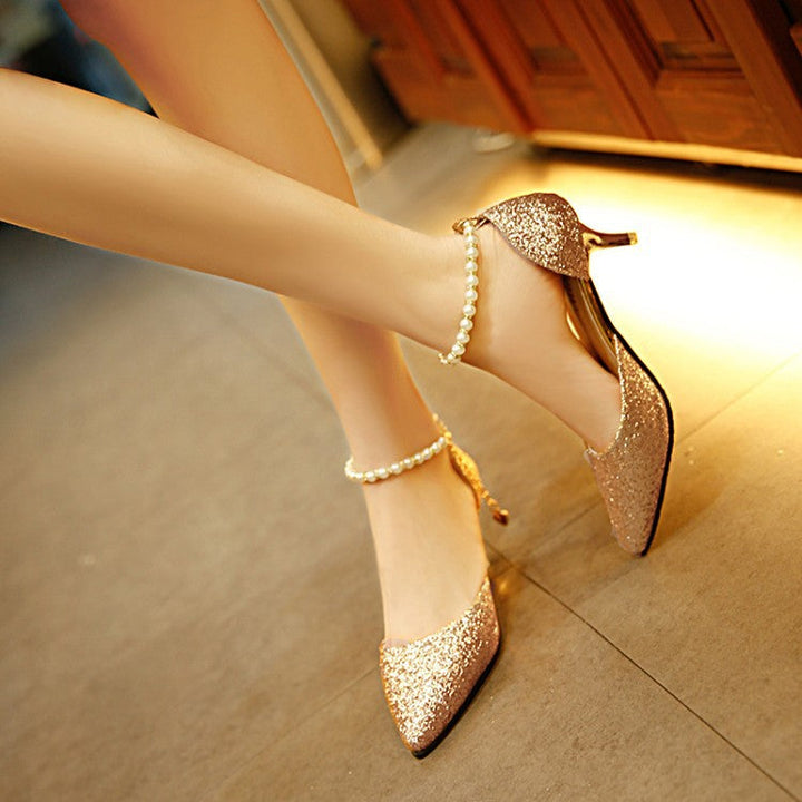 Damen Glitzernde Heels mit elegantem Perlenakzent und komfortablem Fußbett W&W Mode