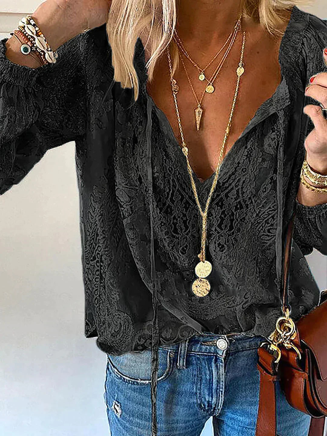 WW - Exklusive Bluse mit Spitzenverzierungen