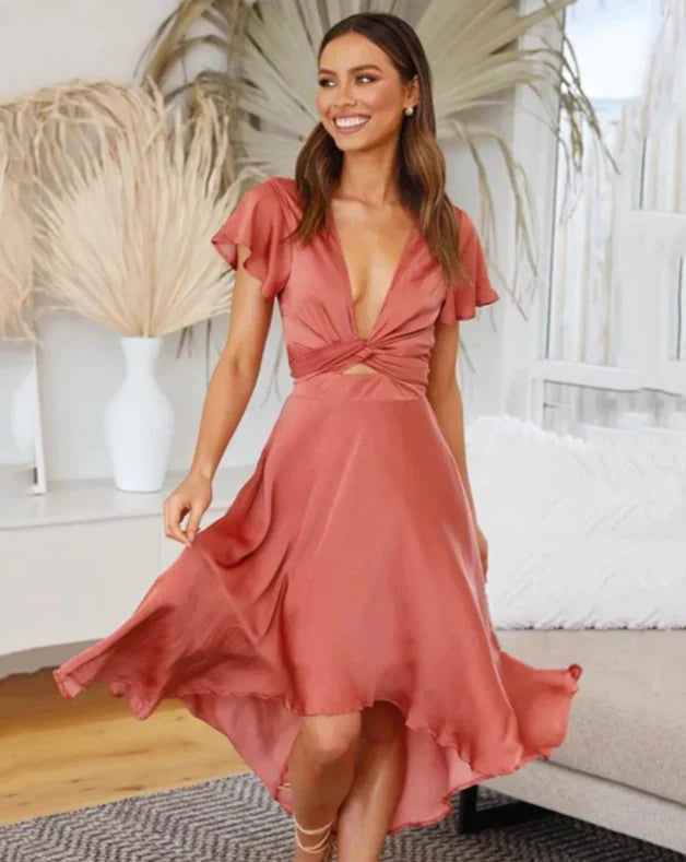 WW | Elegantes Satinkleid mit Bindeband