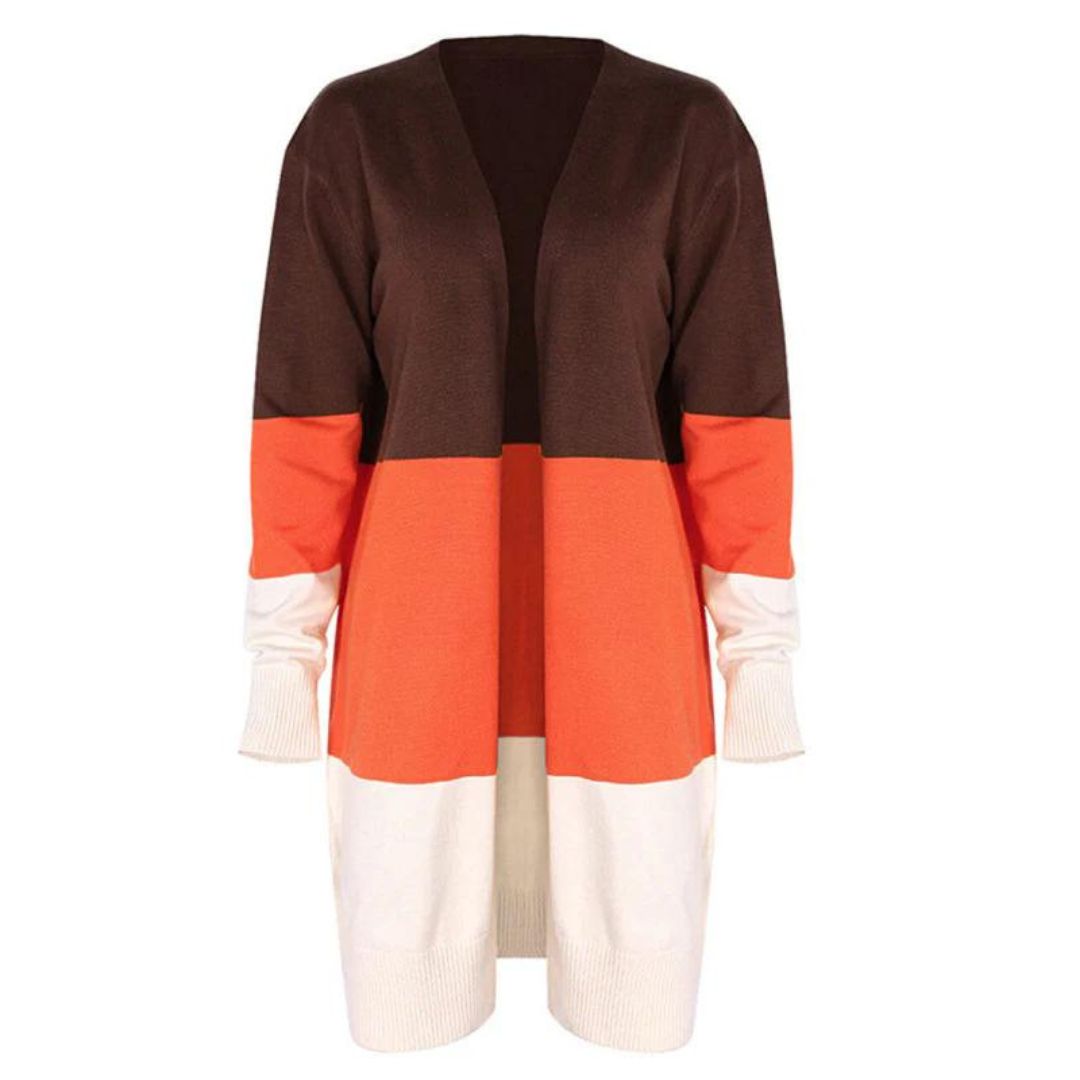 WW | Strickjacke mit Farbblock und offener Front