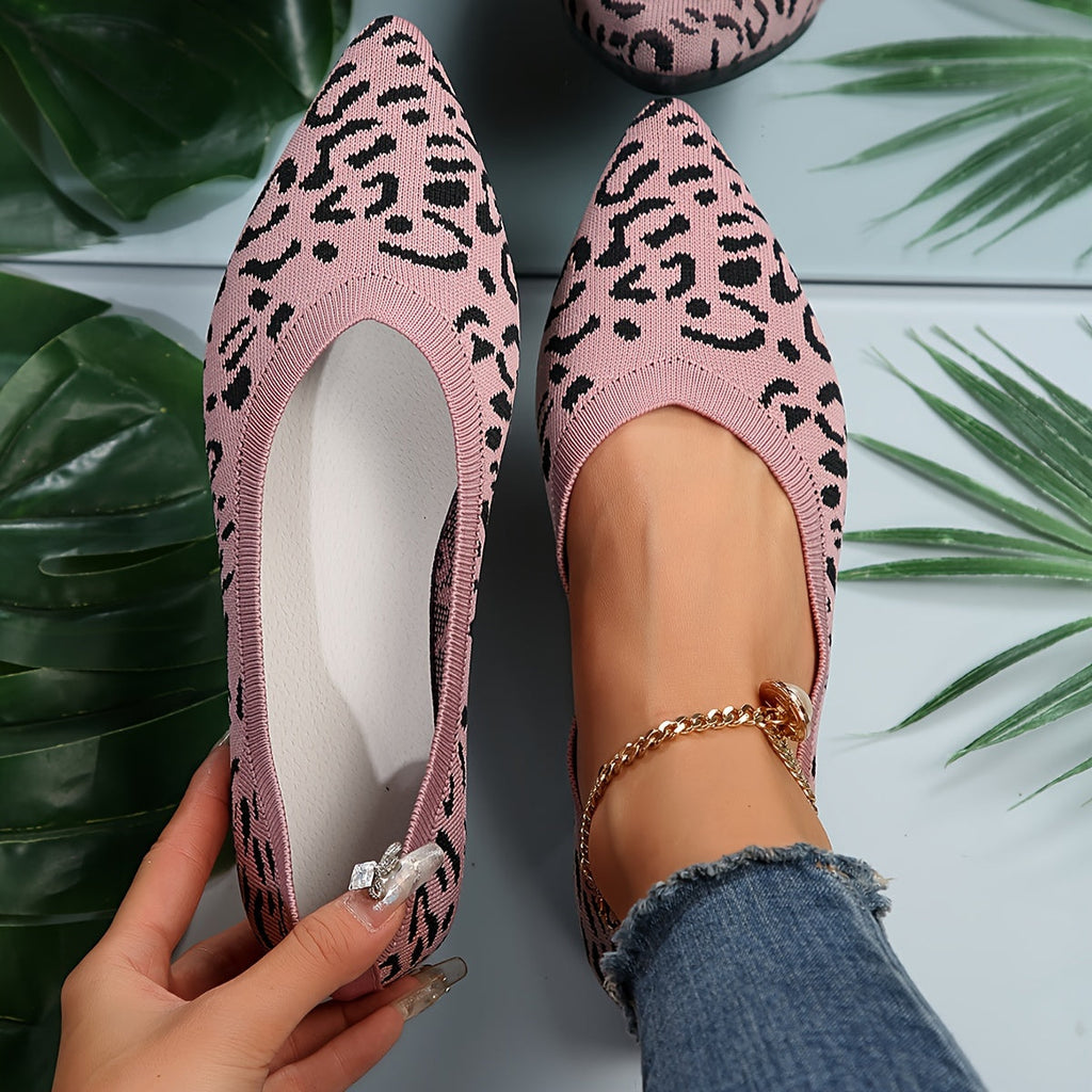 WW | Damen Leopard Ballerinas Punktschritt Auf Licht Ramin