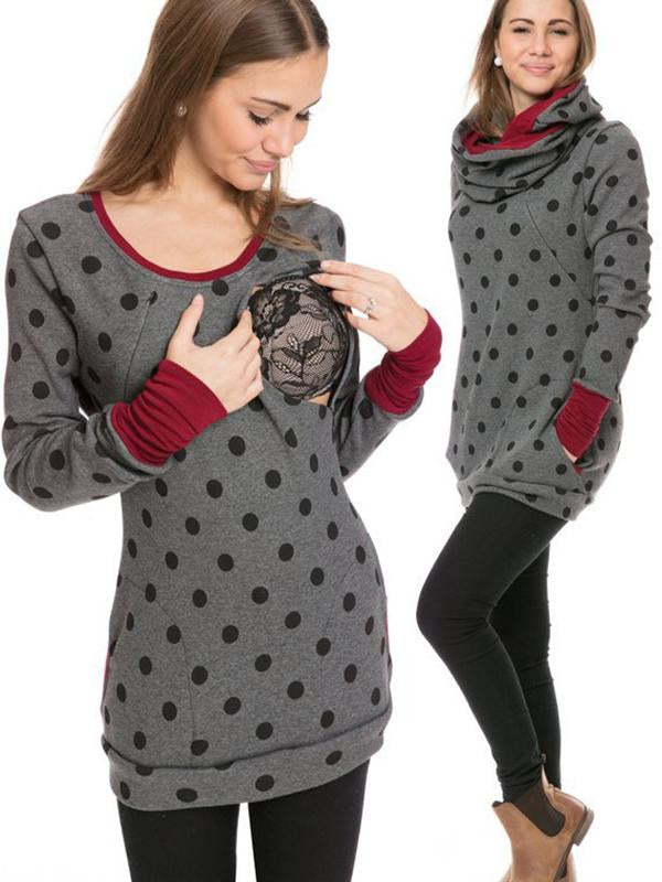 WW | Schwangerschafts-Chaps, Krankenschwester-Sweatshirts, Blumendruck, Taschen, Reißverschluss, Stillkleidung