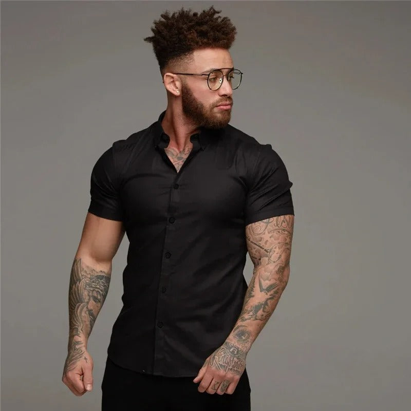 W&W Mode | Schwarzes Leichtes Business Herrenhemd