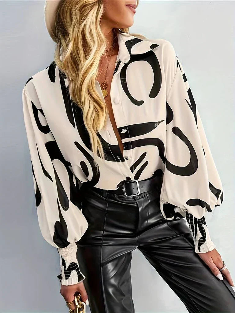 WW | Damenbluse Mit Luxuriösem Design Und Gefalteten Ärmeln