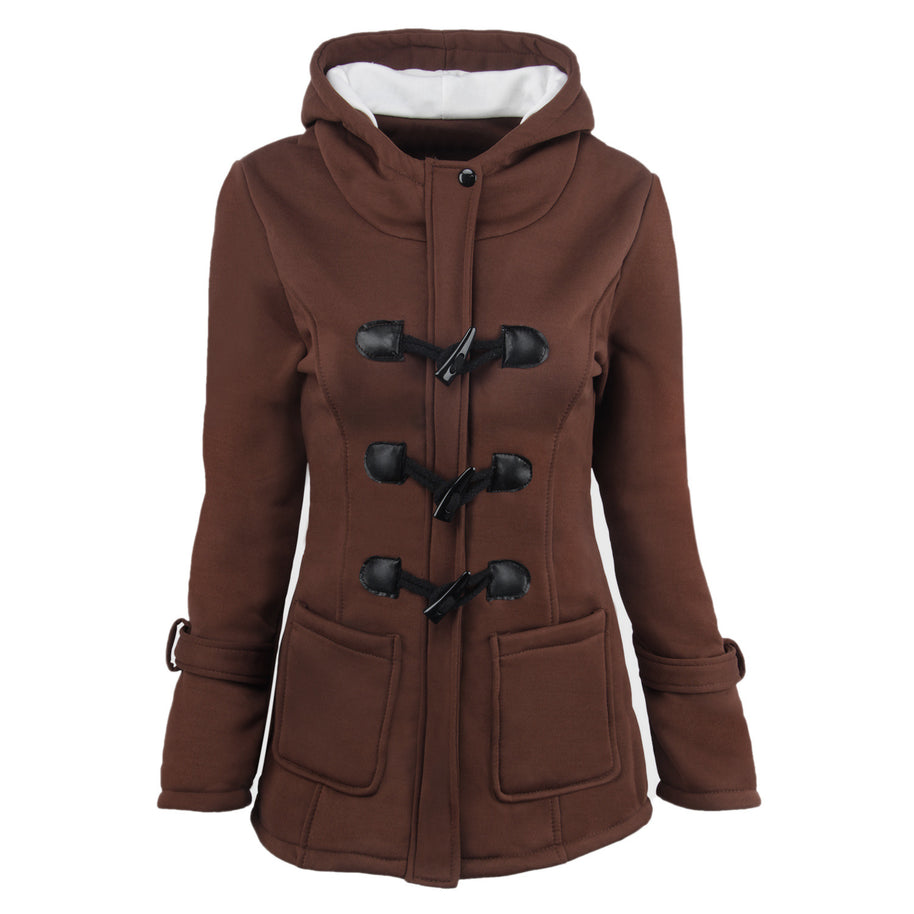 Damen Dufflecoat mit Kapuze und praktischen Taschen WW