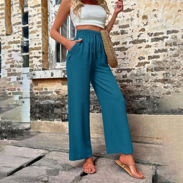WW | Farbige Luftige Sommerhosen Damen Mit Weitem Bein Für Frauen