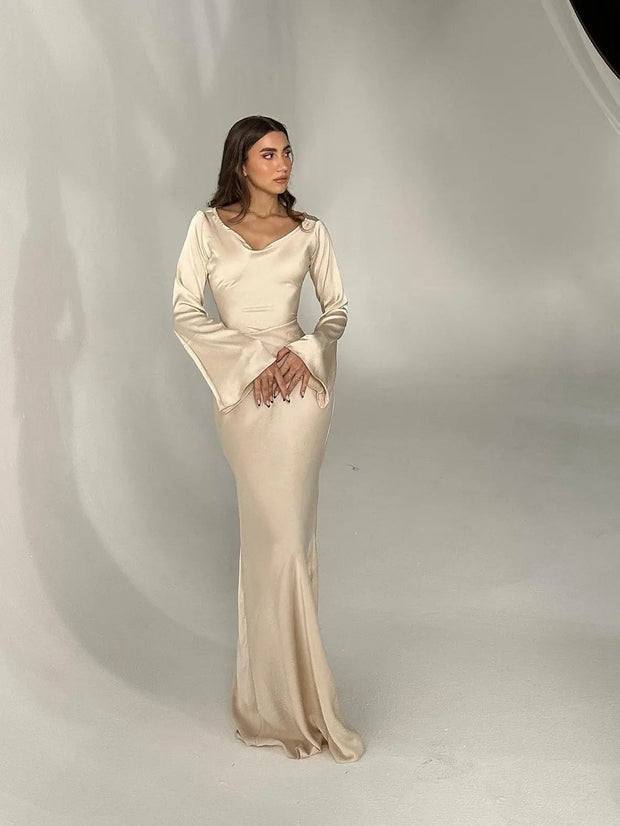 WW | Fließendes Maxi Kleid Mit Langen Ärmeln Für Damen