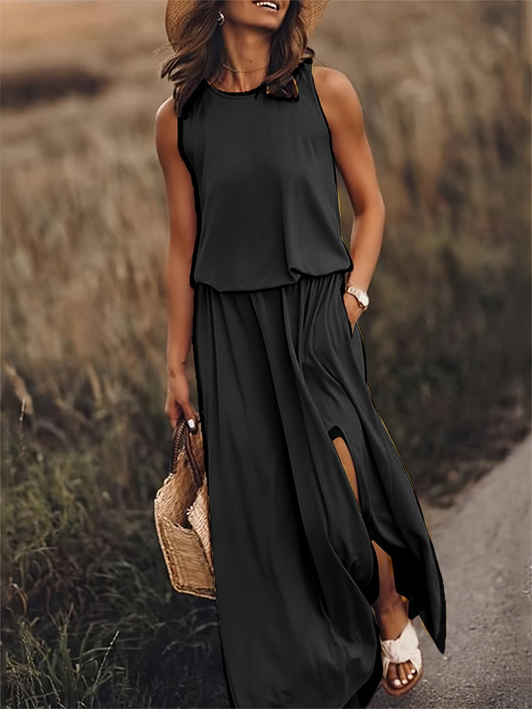 WW | Damen Schwarzes Modal Boho Maxikleid Farben