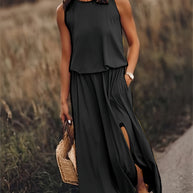 WW | Damen Schwarzes Modal Boho Maxikleid Farben