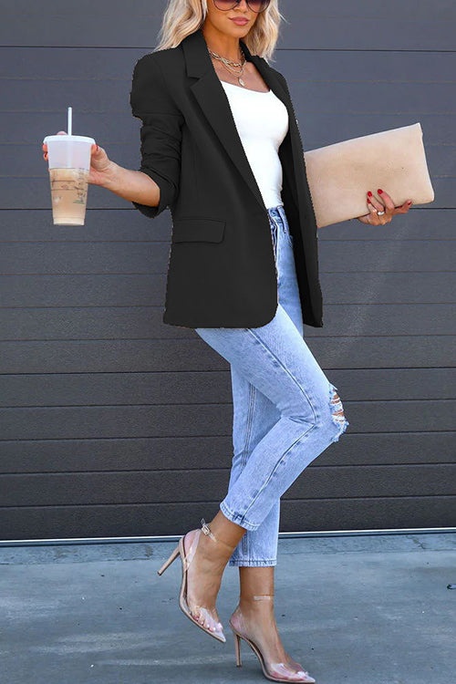 Damen-Blazer mit einem Knopf, Rückenschlitz und Taschen