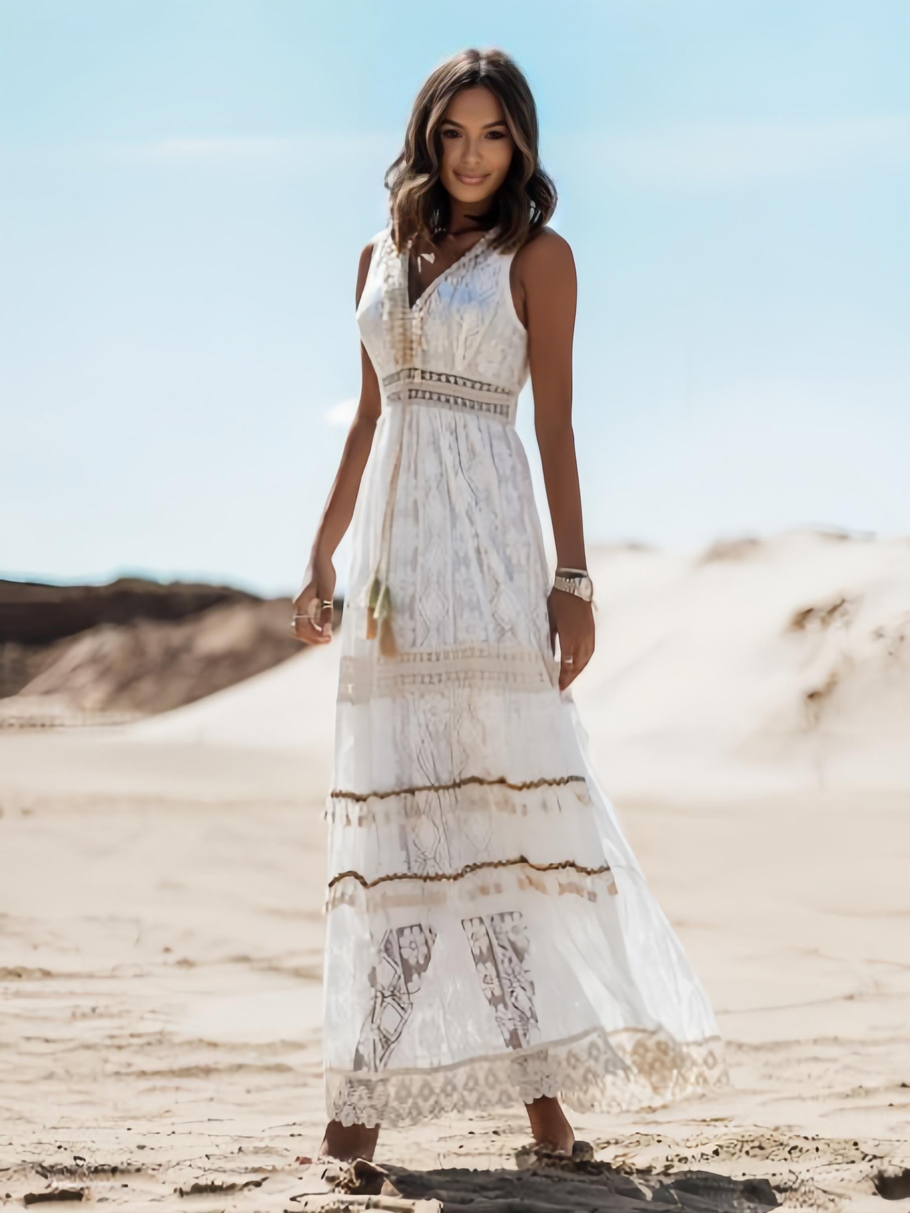 Soléa™ – Sommerliches Maxikleid im Boho-Stil mit Spitze & Schlitz