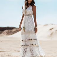 Soléa™ – Sommerliches Maxikleid im Boho-Stil mit Spitze & Schlitz