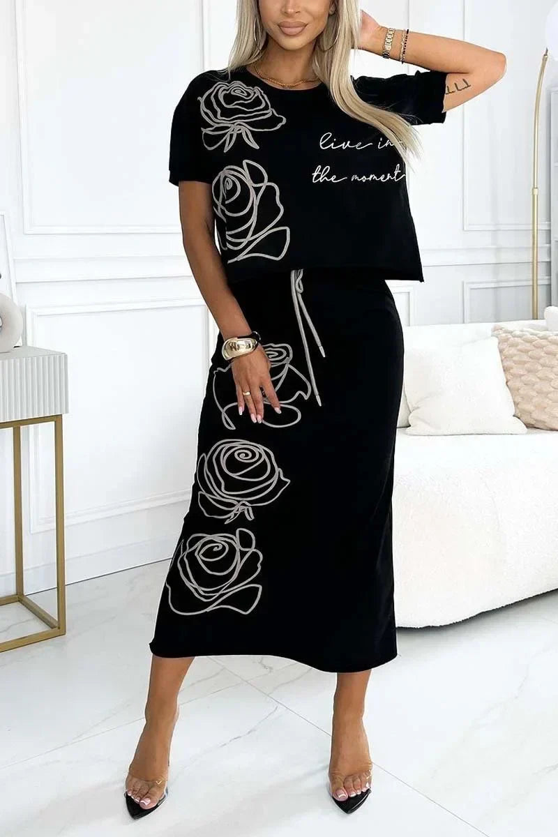 W&W Mode | Elegantes Zweiteiler Satz Mit Blumenmuster Für Damen
