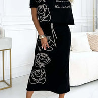 WW | Elegantes Zweiteiler Satz Mit Blumenmuster Für Damen