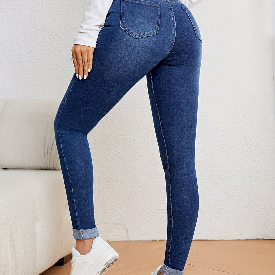 WW | Olivgrüne High Waist Slim Fit Jeans Mit Stretch Denim