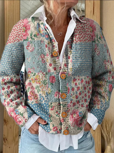 W&W Mode | Strickjacke mit Blumenmuster