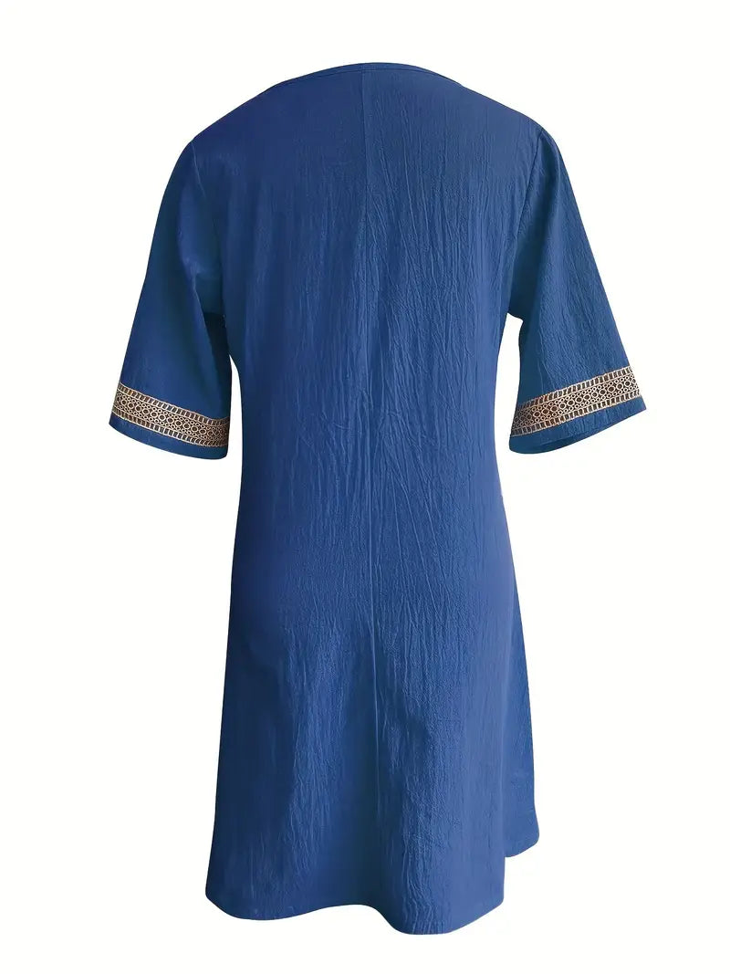 Casalina™ – Luftiges Leinen-Sommerkleid mit Stick-Details