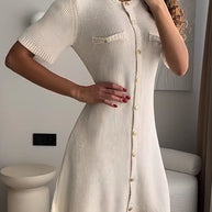 WW | Rosiedress Kurzarm Knopfverschluss Mini Strickkleid