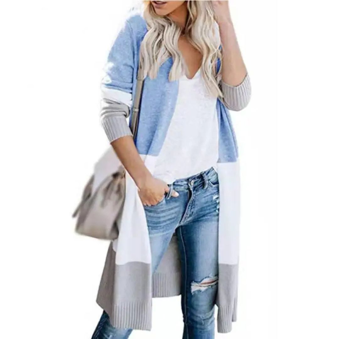 WW | Strickjacke mit Farbblock und offener Front