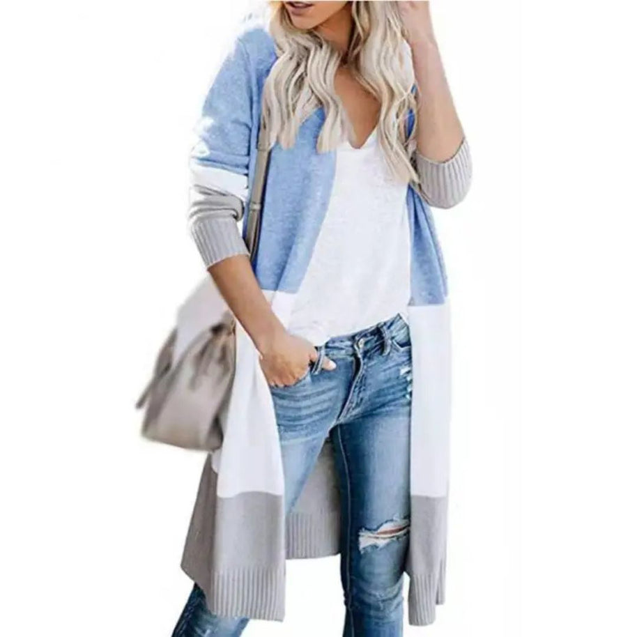 WW | Strickjacke mit Farbblock und offener Front