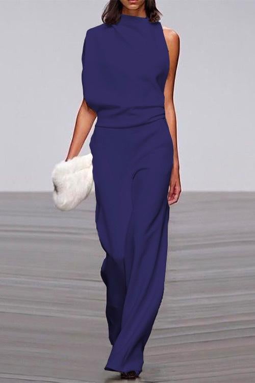 WW | Rosiedress Ein Schulter Taille Weitbeiniges Jumpsuit