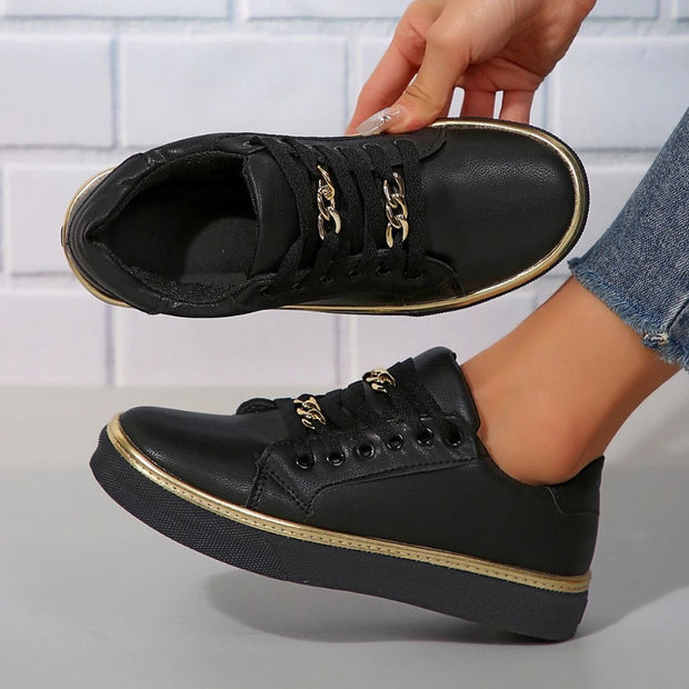 WW | Bequeme Damen Sneaker Mit Goldakzenten Und Weicher Einlegesohle Für Sommer