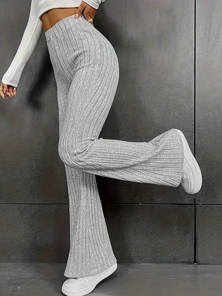 WW Rib Hose | Vintage Elegante bequeme Stretch-Hose mit weitem Bein