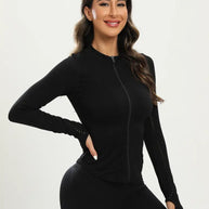 WW | Schwarze Damen Yoga Jacke | Slim Fit und Bequem