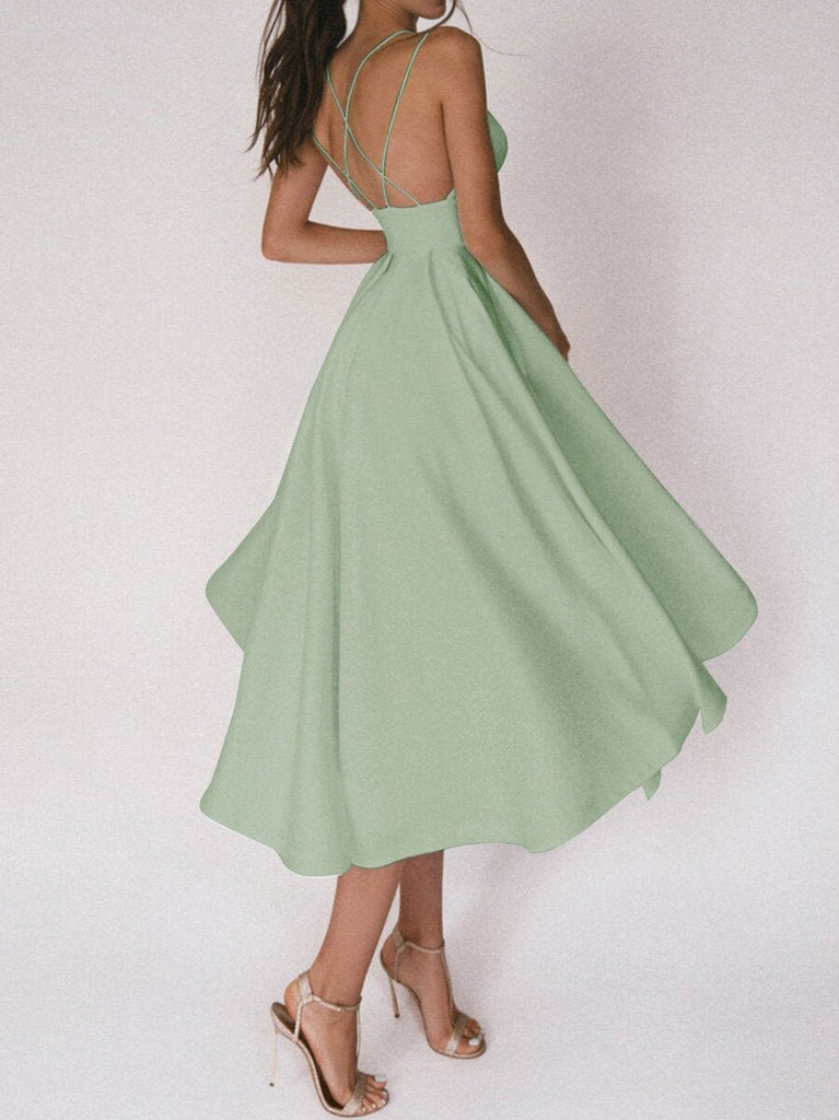 WW | Elegantes Hochzeitskleid für Damen Trägerdesign & V-Ausschnitt