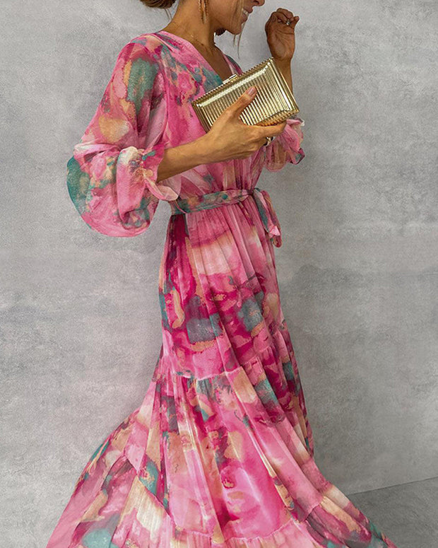 WW | Elegantes Kleid mit Print und Plissiertem Rock