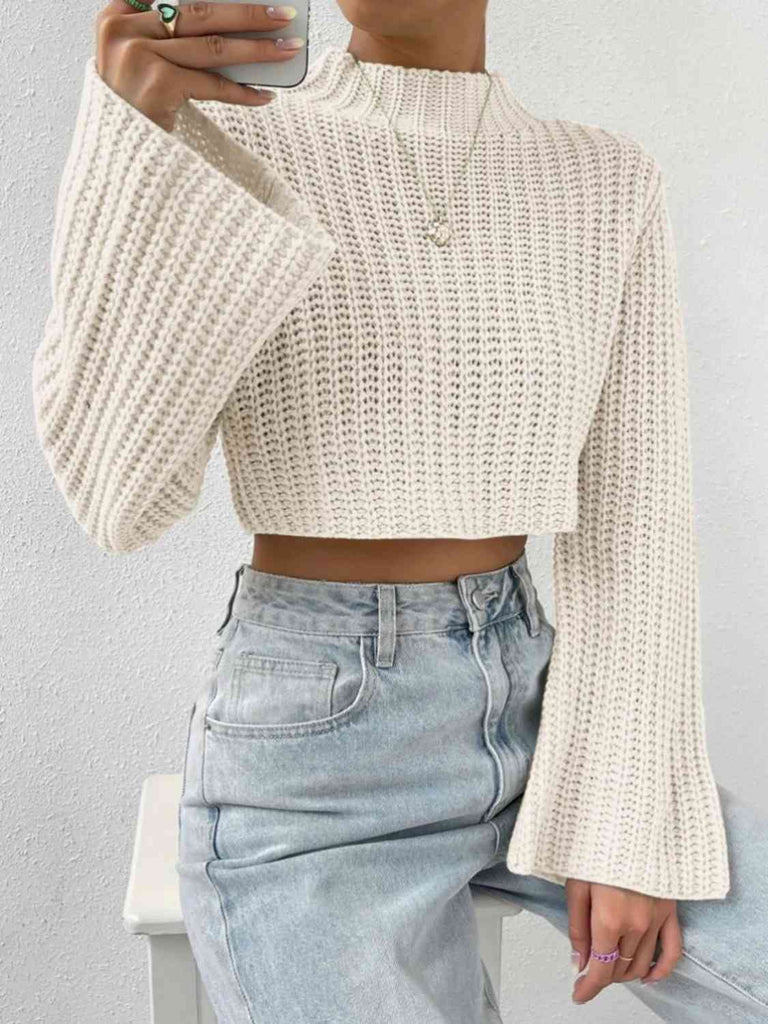 WW | Mock Neck Langarm Gekürzter Pullover