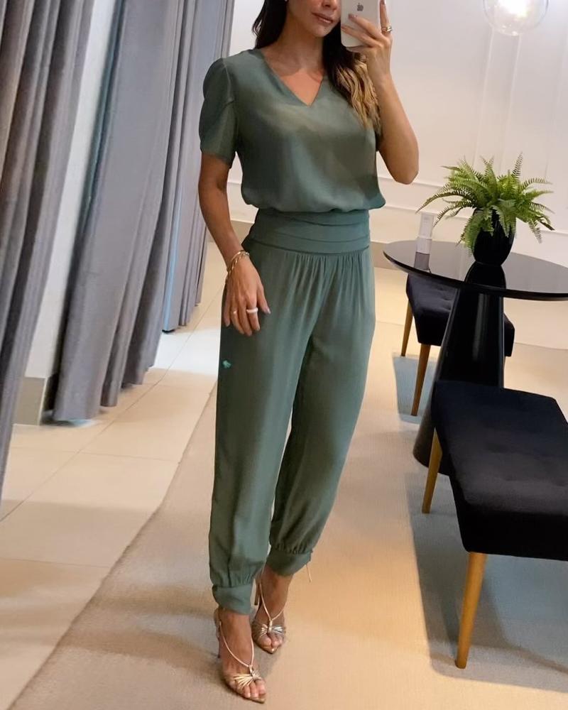 W&W Mode | Jumpsuit mit V-Ausschnitt für Damen
