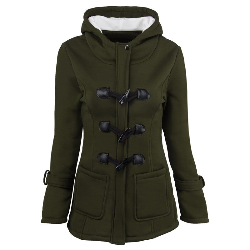 Damen Dufflecoat mit Kapuze und praktischen Taschen WW