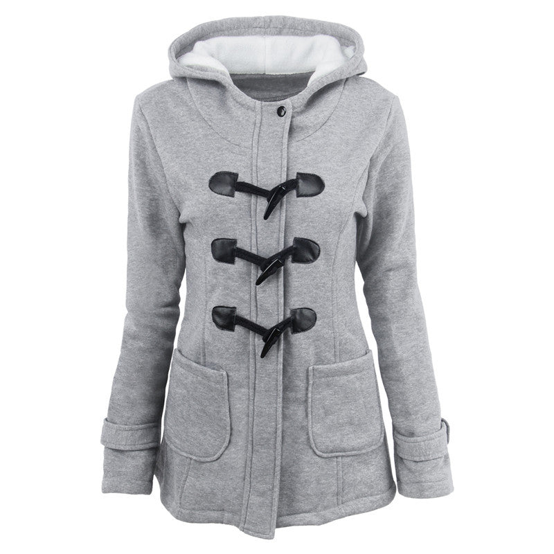 Damen Dufflecoat mit Kapuze und praktischen Taschen W&W Mode