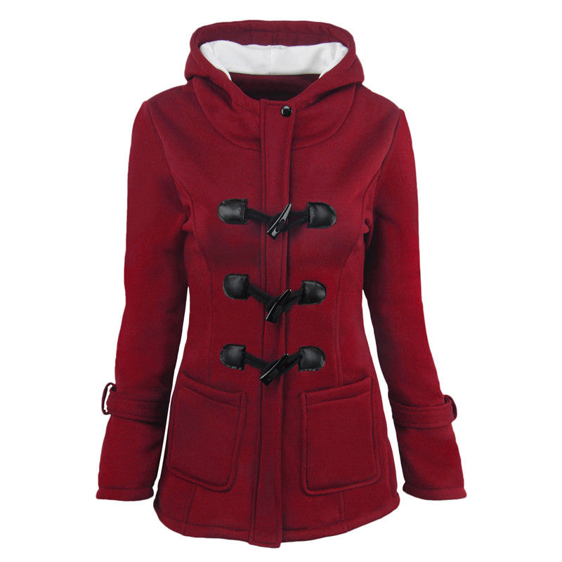Damen Dufflecoat mit Kapuze und praktischen Taschen WW