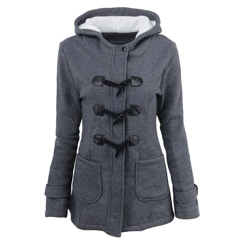 Damen Dufflecoat mit Kapuze und praktischen Taschen W&W Mode