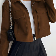 WW | Farbe Vorgezogene Reißverschluss Ärmeljacke