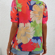 WW | Bluse mit Blühenden Blumen und Blumenmuster Sowie Knopfverschluss