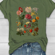 WW | Weinlese Blumen T-shirt Retro Stil Für Lässige Chic