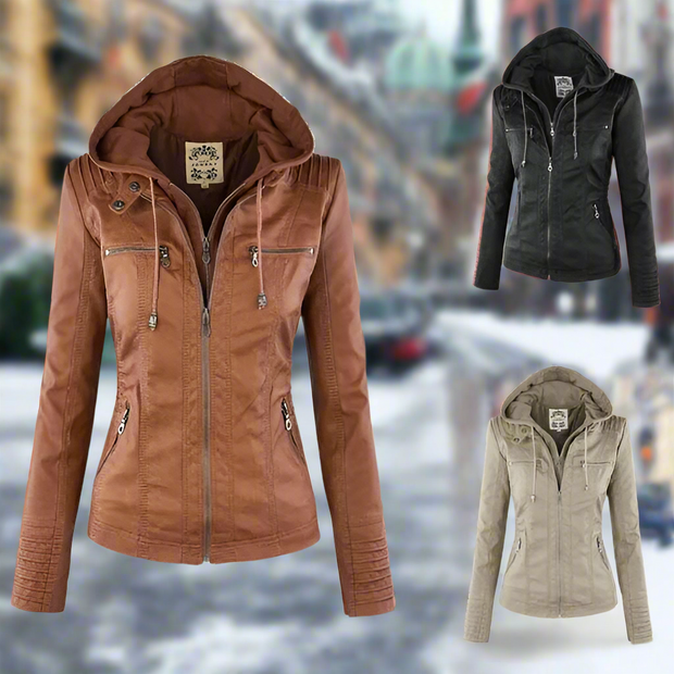 WW | Stylische und Vielseitige Lederjacke mit Kapuze