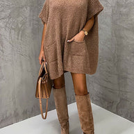 WW | Rosiedress Oversized V-Ausschnitt Kurzarm Täschensweater