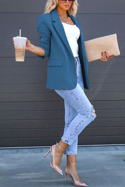 Damen-Blazer mit einem Knopf, Rückenschlitz und Taschen
