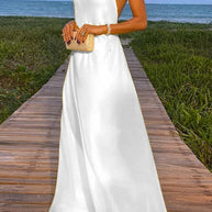 WW | Rosiedress Ketten-Halter Offener Rücken Maxi Swing Kleid