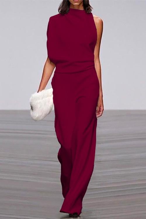WW | Rosiedress Ein Schulter Taille Weitbeiniges Jumpsuit