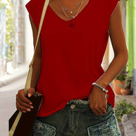 WW | Lässiges, Schlichtes T-Shirt mit V-Ausschnitt