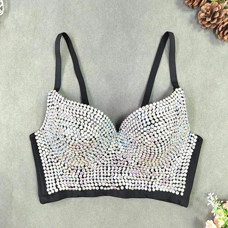 WW | Top sexy mit V-Ausschnitt im Bustier-Stil mit leichten Diamanten